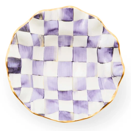 MacKenzie-Childs Dinnerware & Flatware<Plum Check Ceramic Fluted Breakfast Bowl