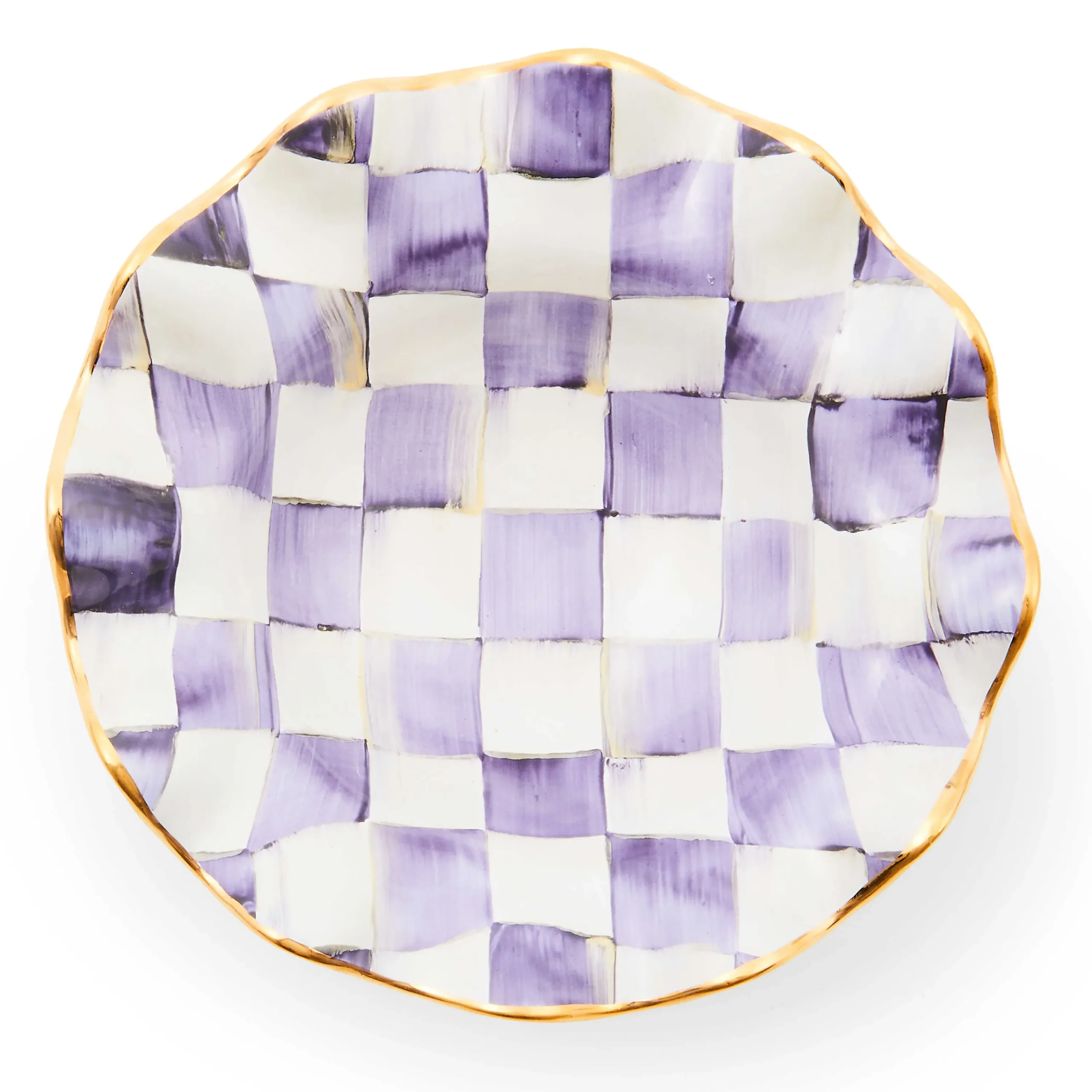 MacKenzie-Childs Dinnerware & Flatware<Plum Check Ceramic Fluted Breakfast Bowl