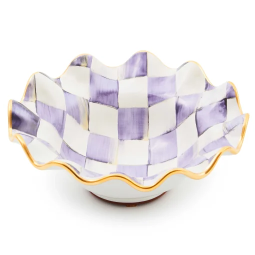 MacKenzie-Childs Dinnerware & Flatware<Plum Check Ceramic Fluted Breakfast Bowl