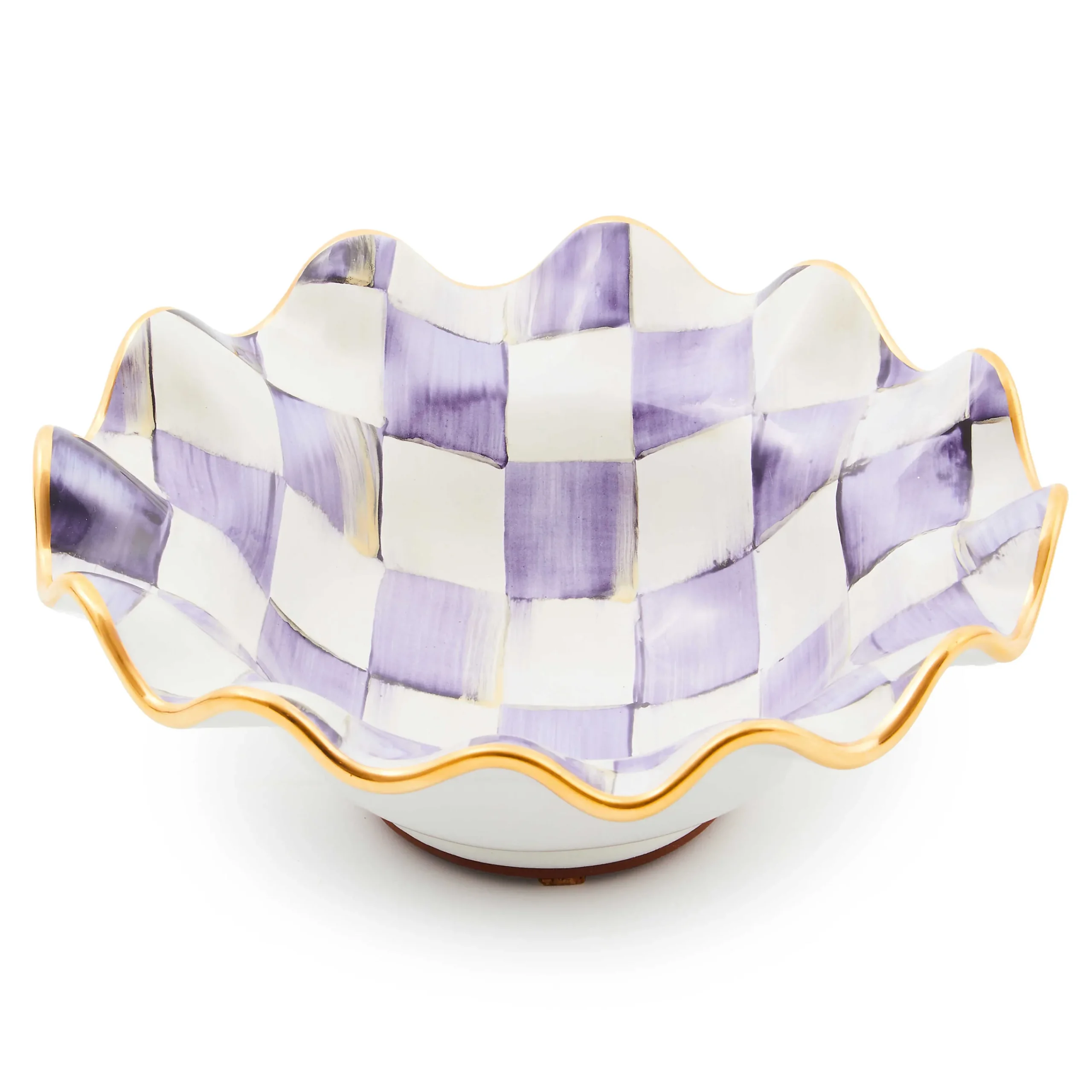 MacKenzie-Childs Dinnerware & Flatware<Plum Check Ceramic Fluted Breakfast Bowl