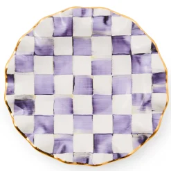 MacKenzie-Childs Fall Entertaining|Dinnerware & Flatware<Plum Check Ceramic Fluted Dessert Plate