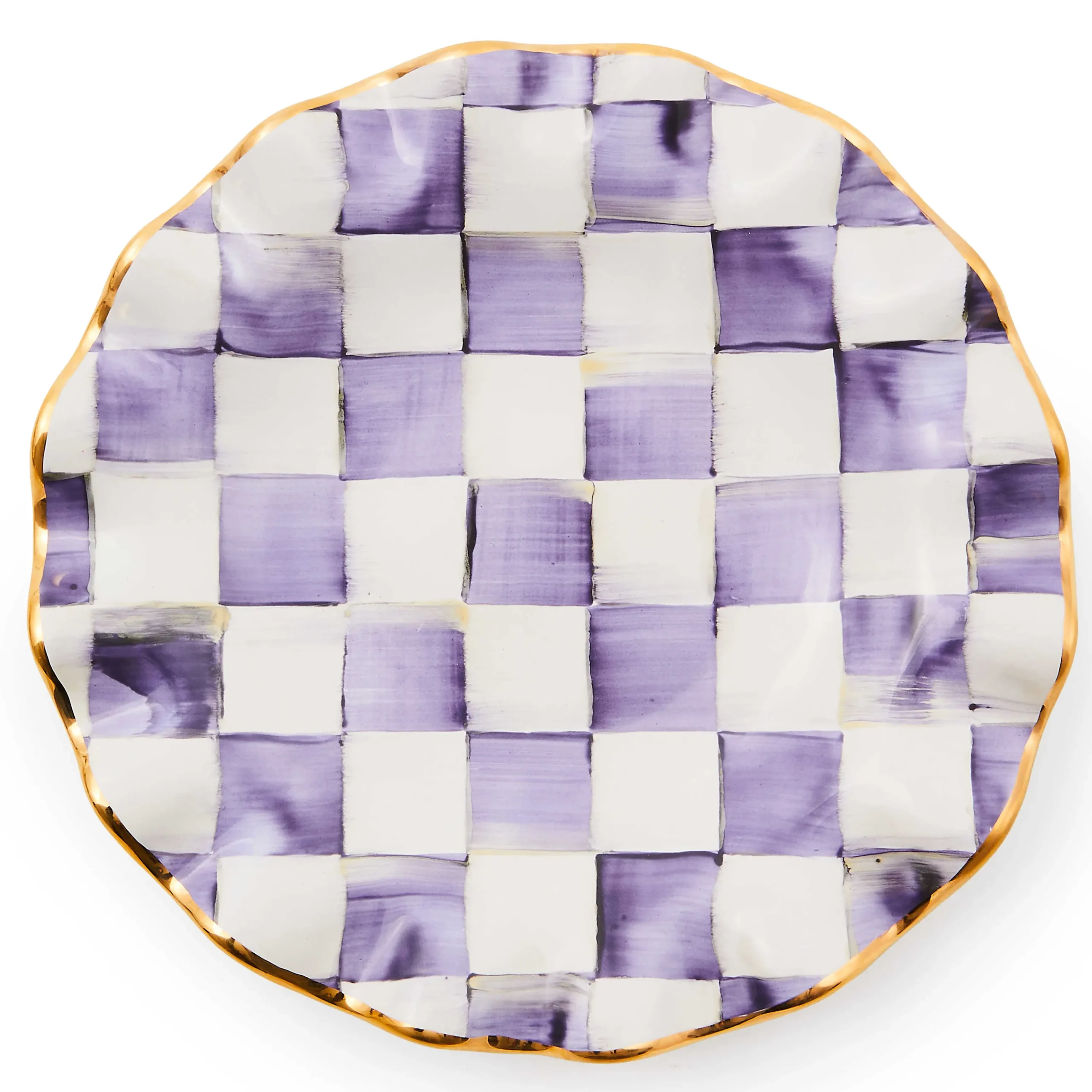 MacKenzie-Childs Fall Entertaining|Dinnerware & Flatware<Plum Check Ceramic Fluted Dessert Plate
