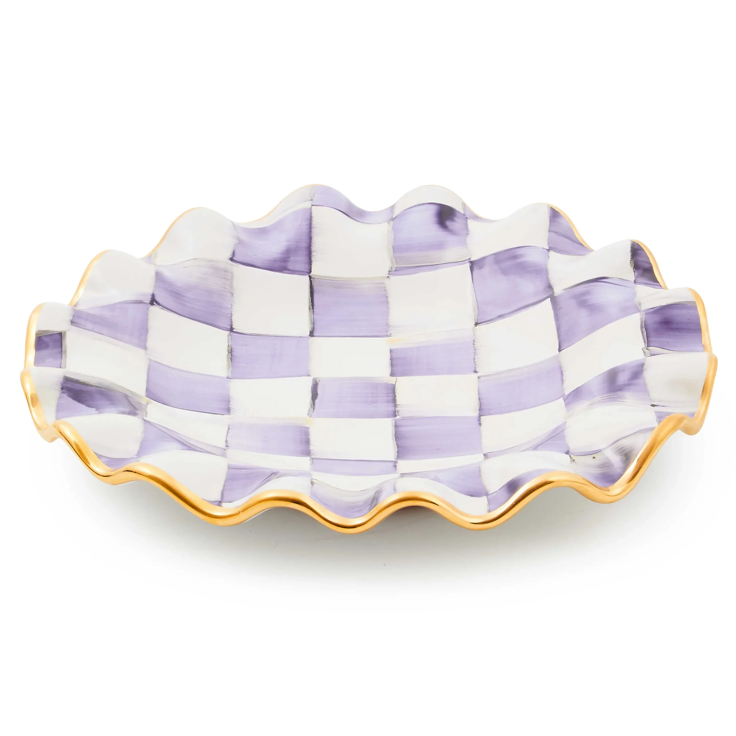 MacKenzie-Childs Fall Entertaining|Dinnerware & Flatware<Plum Check Ceramic Fluted Dessert Plate