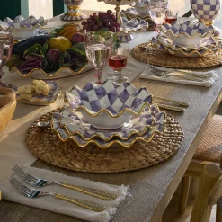 MacKenzie-Childs Fall Entertaining|Dinnerware & Flatware<Plum Check Ceramic Fluted Dinner Plate