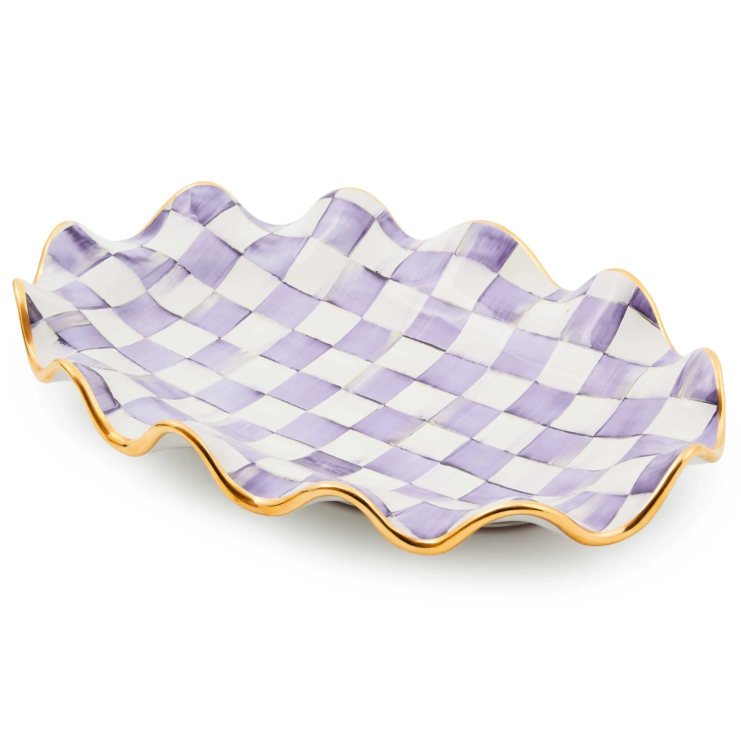 MacKenzie-Childs Fall Entertaining|Serveware<Plum Check Ceramic Serving Platter