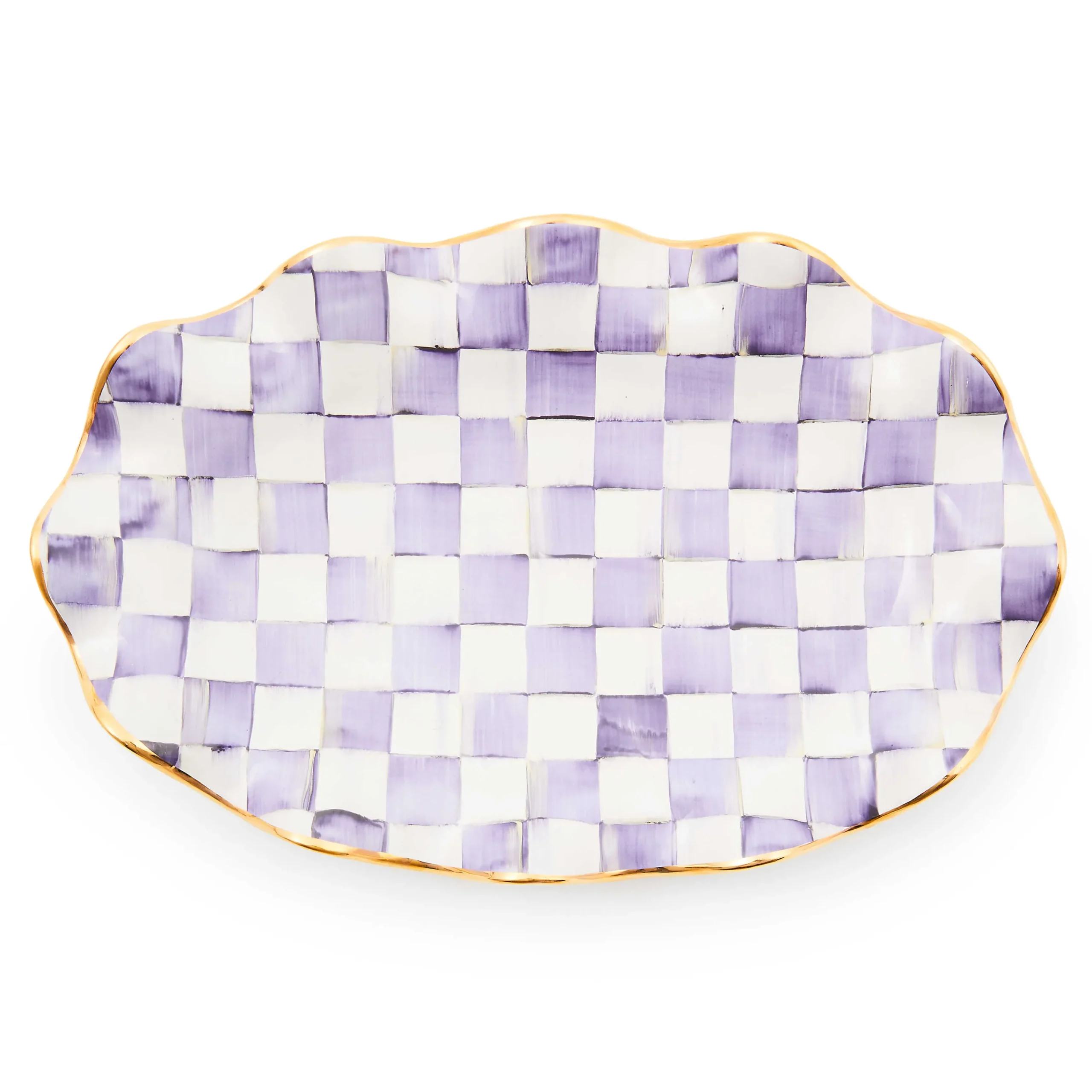 MacKenzie-Childs Fall Entertaining|Serveware<Plum Check Ceramic Serving Platter