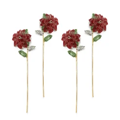 MacKenzie-Childs Holiday|Greenery & Florals<Poinsettia Beaded Stems, Set of 4