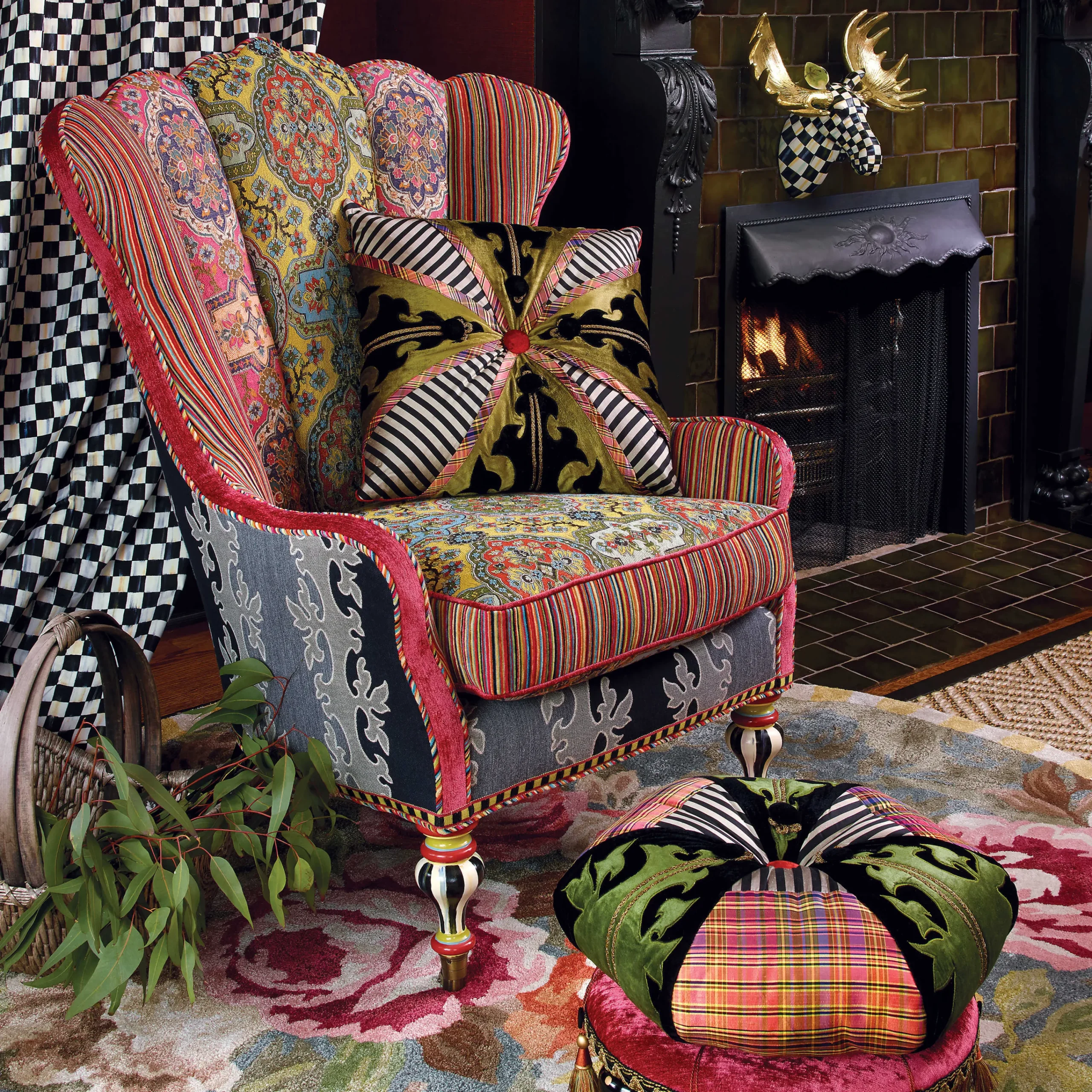 MacKenzie-Childs Living Room<Portobello Road Footstool