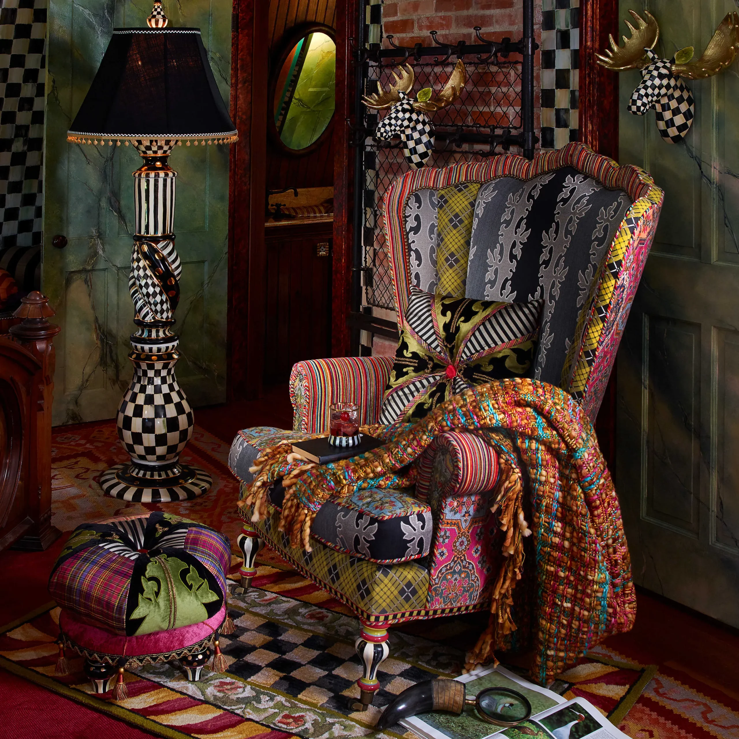 MacKenzie-Childs Living Room<Portobello Road Footstool