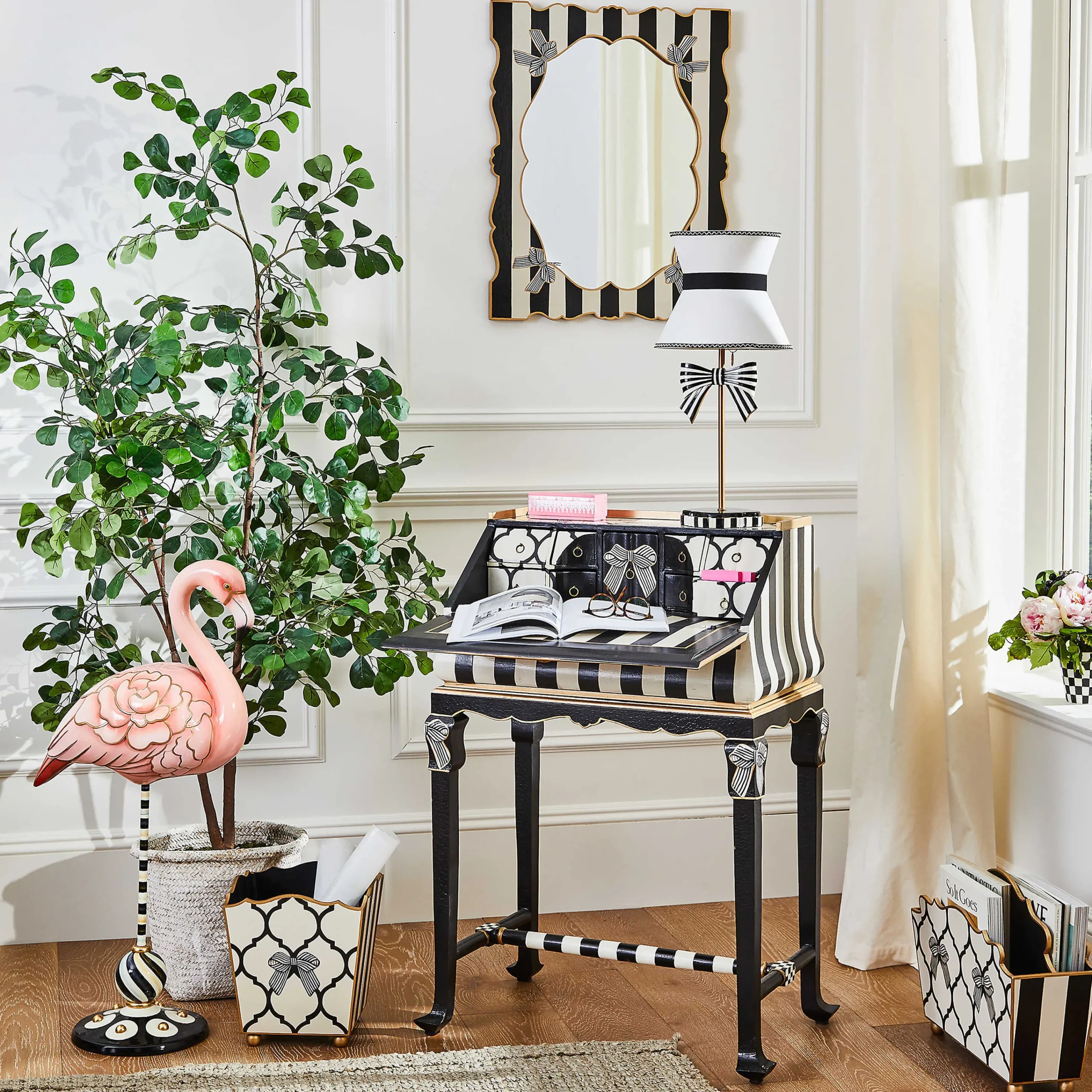 MacKenzie-Childs Bath & Bath Accessories|Room Accents<Pretty as a Bow Waste Bin