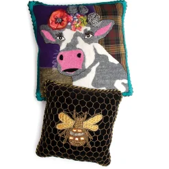 MacKenzie-Childs Pillows, Throws, & Cushions<Queen Bee Black Throw Pillow