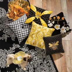 MacKenzie-Childs Pillows, Throws, & Cushions<Queen Bee Black Throw Pillow