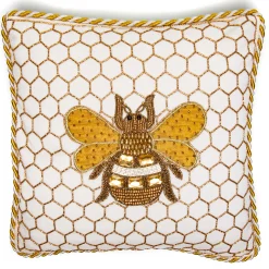 MacKenzie-Childs Spring|Pillows, Throws, & Cushions<Queen Bee Ivory Throw Pillow