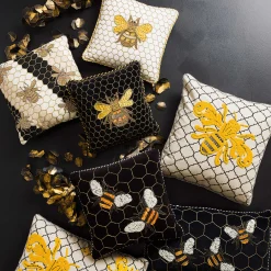 MacKenzie-Childs Spring|Pillows, Throws, & Cushions<Queen Bee Ivory Throw Pillow