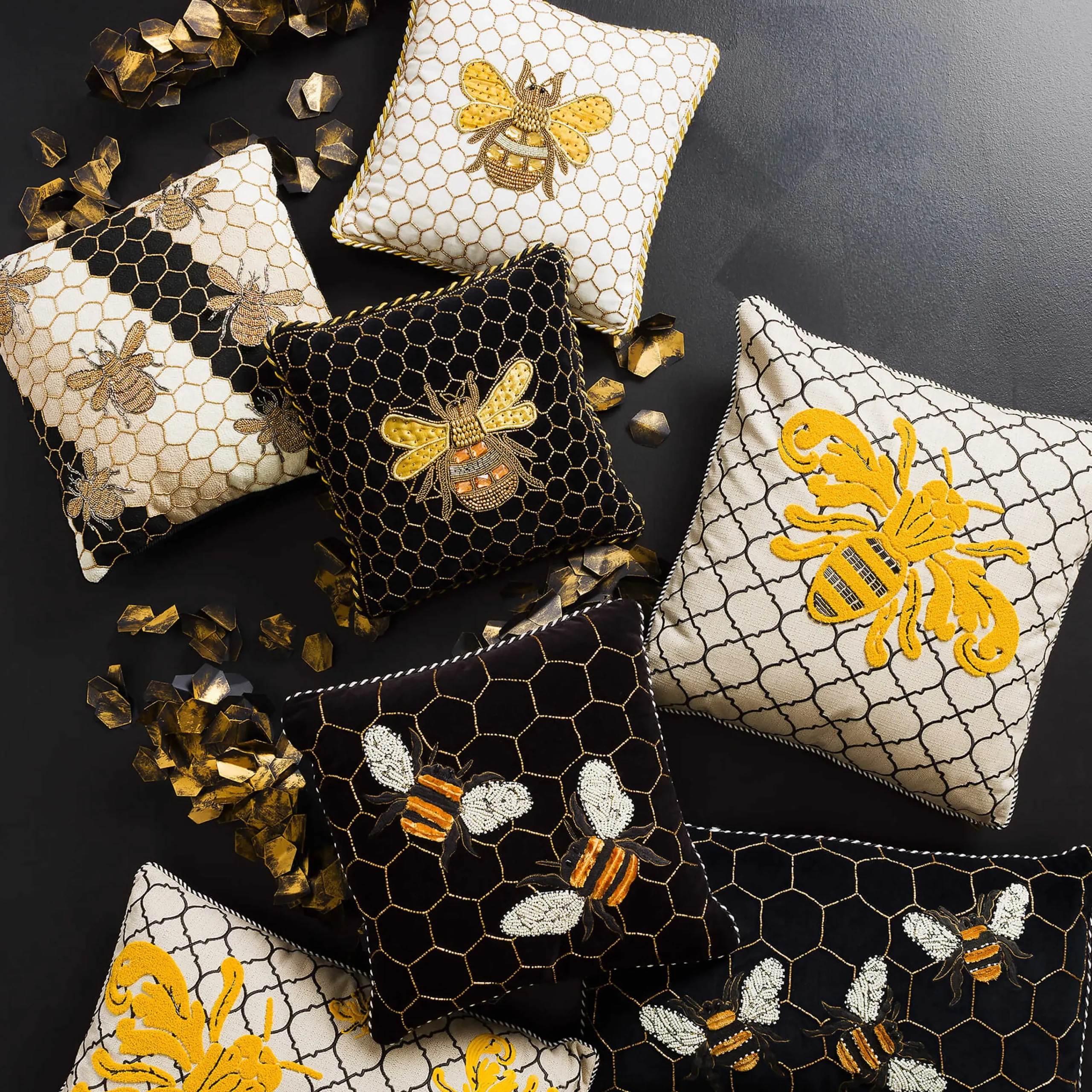MacKenzie-Childs Spring|Pillows, Throws, & Cushions<Queen Bee Ivory Throw Pillow