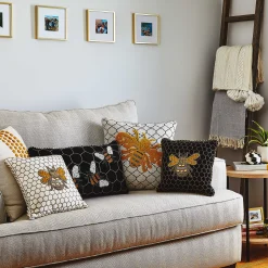 MacKenzie-Childs Spring|Pillows, Throws, & Cushions<Queen Bee Ivory Throw Pillow
