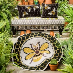 MacKenzie-Childs Rugs<Queen Bee Rug 4' Round Rug