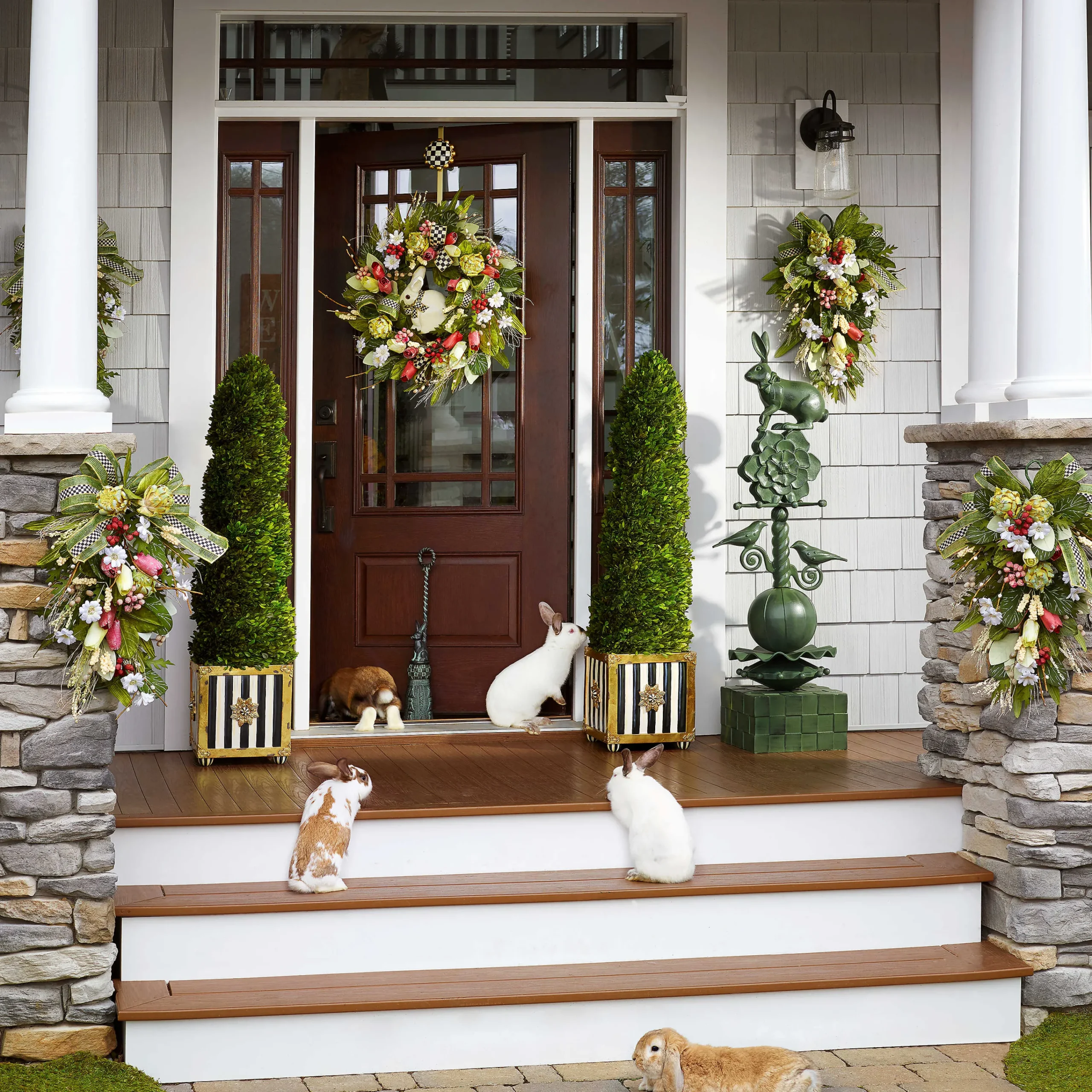 MacKenzie-Childs Easter|Spring<Rabbit Garden Totem