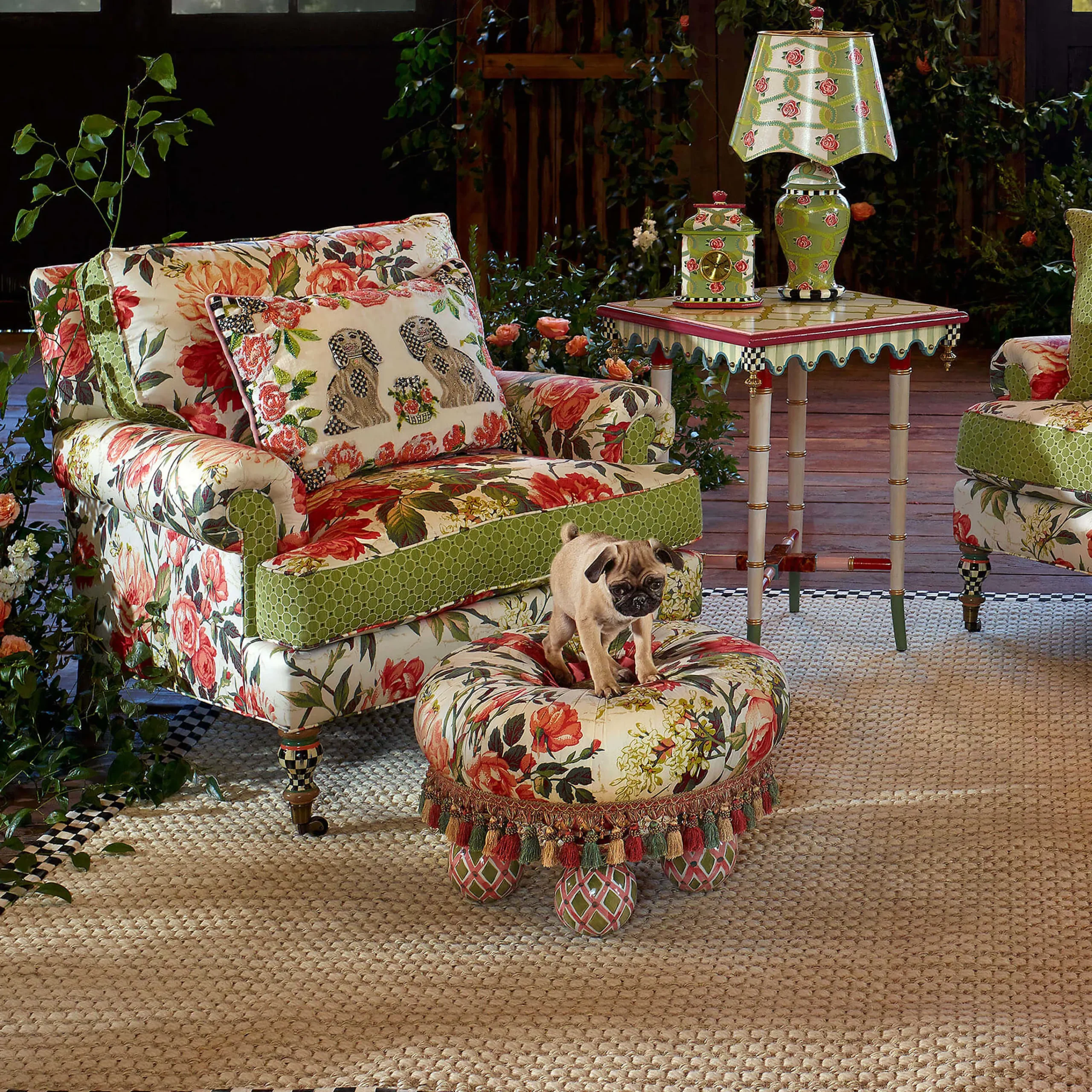 MacKenzie-Childs Living Room<Really Rosy Tuffet