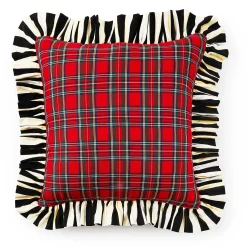 MacKenzie-Childs Pillows, Throws, & Cushions<Red Tartan  Stripe Ruffle Throw Pillow