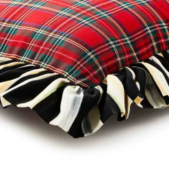 MacKenzie-Childs Pillows, Throws, & Cushions<Red Tartan  Stripe Ruffle Throw Pillow