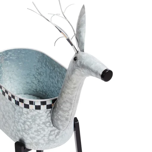 MacKenzie-Childs Holiday|Outdoor<Reindeer Galvanized Metal Planter