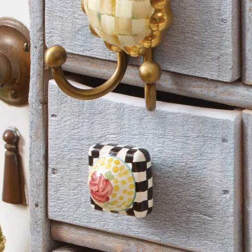MacKenzie-Childs Finishing Touches<Rose Petit Four Square Knob