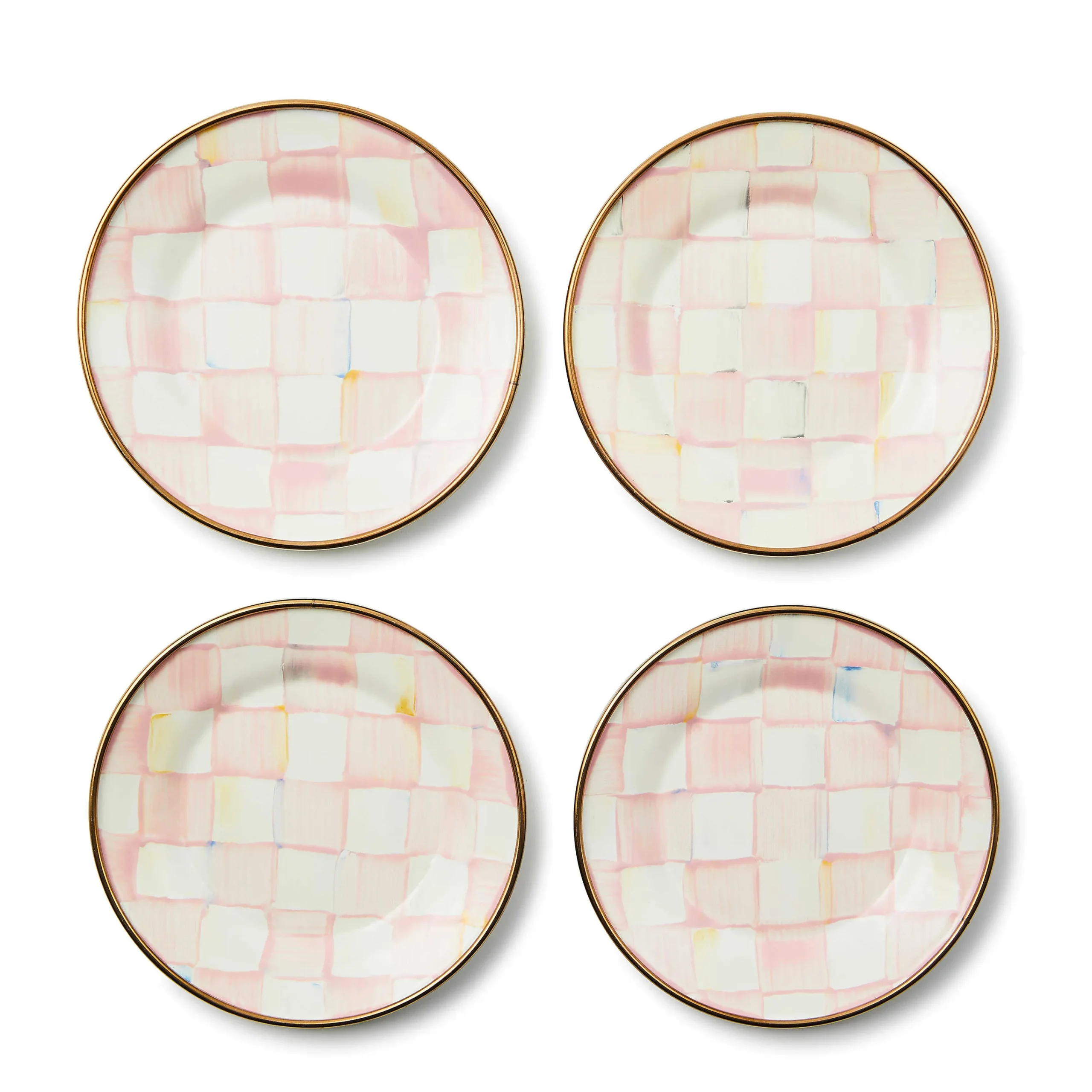 MacKenzie-Childs Kitchen & Dining Sets|Fall Entertaining<Rosy Check Appetizer Plates, Set of 4