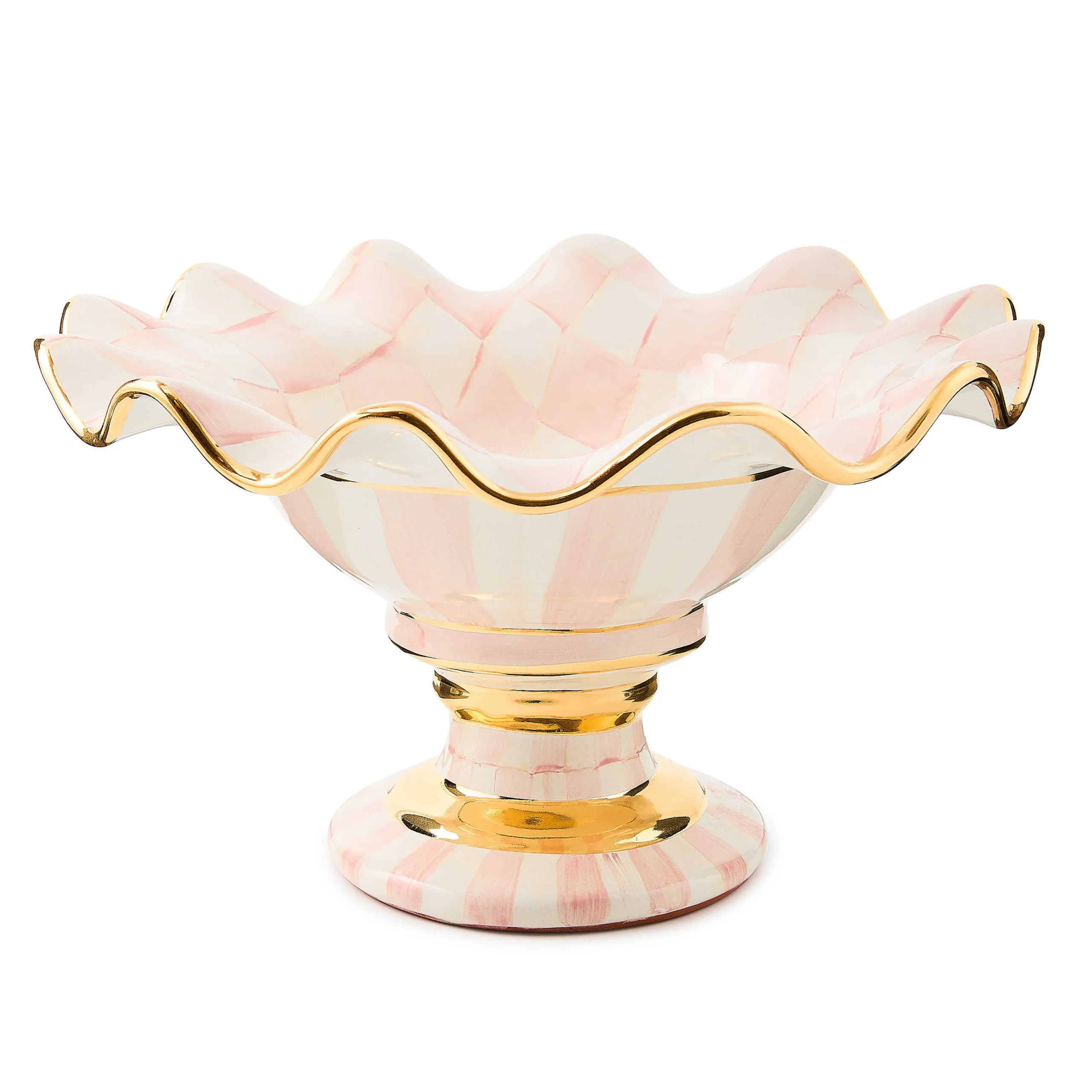 MacKenzie-Childs Fall Entertaining|Serveware<Rosy Check Ceramic Compote