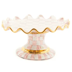MacKenzie-Childs Fall Entertaining|Serveware<Rosy Check Ceramic Fluted Cake Stand