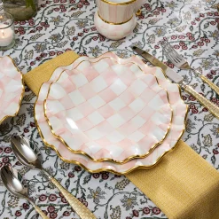 MacKenzie-Childs Fall Entertaining|Dinnerware & Flatware<Rosy Check Ceramic Fluted Dessert Plate