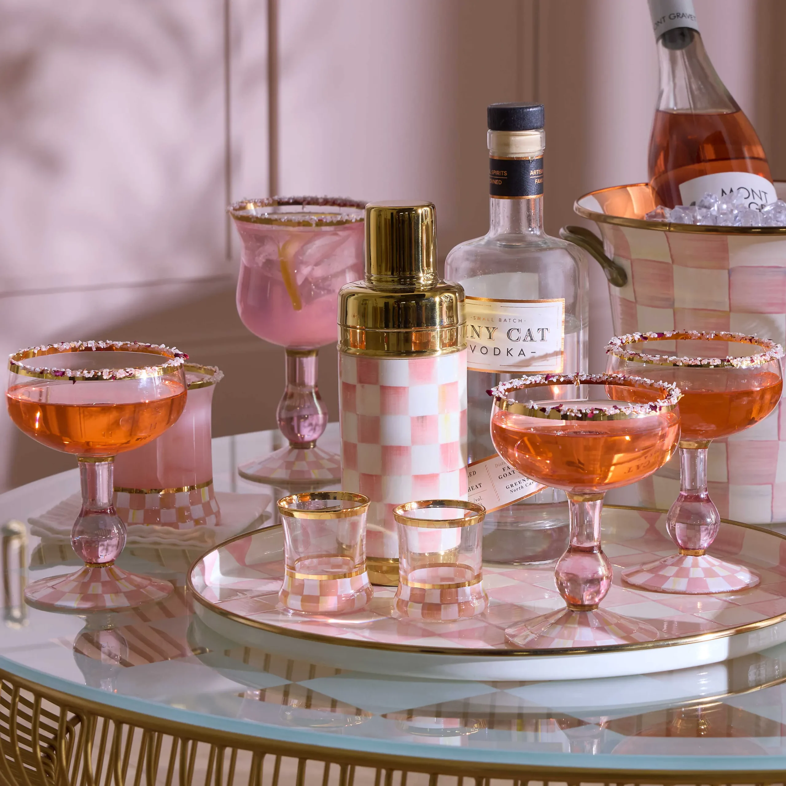 MacKenzie-Childs Easter|Spring<Rosy Check Coupe Glass