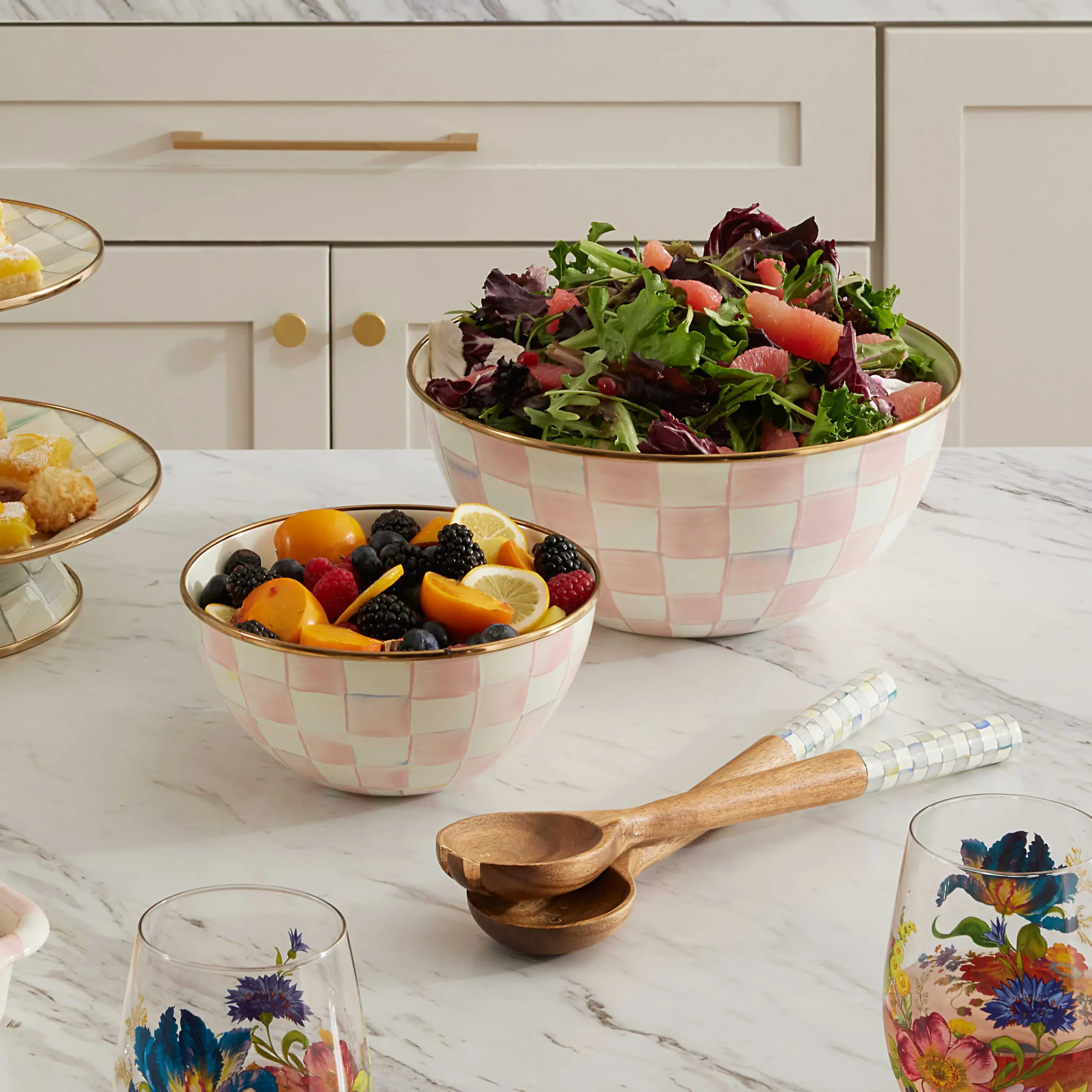 MacKenzie-Childs Fall Entertaining|Serveware<Rosy Check Large Everyday Bowl