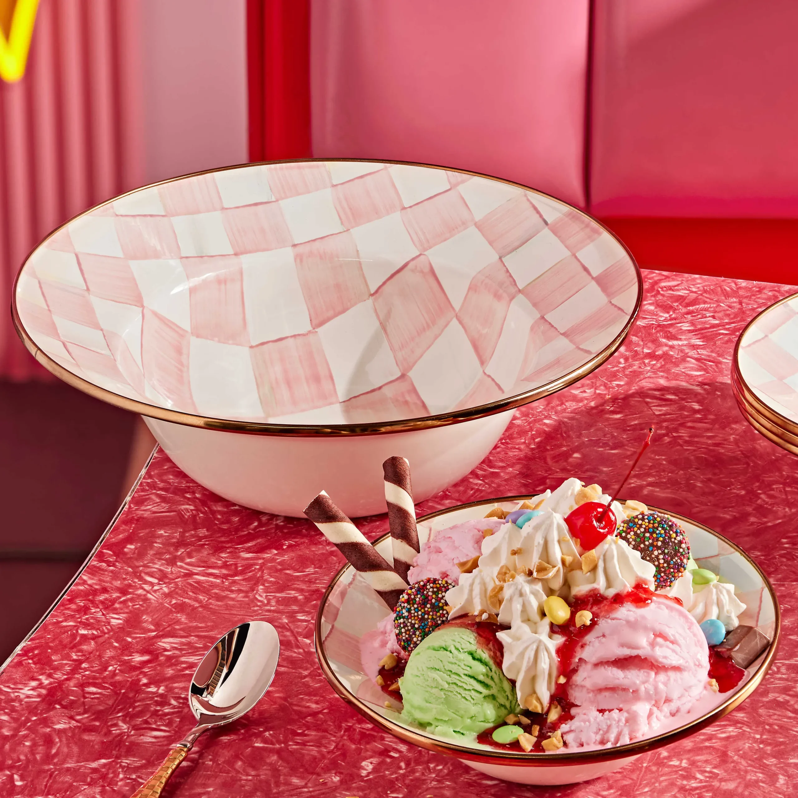 MacKenzie-Childs Easter|Spring<Rosy Check Serving Bowl