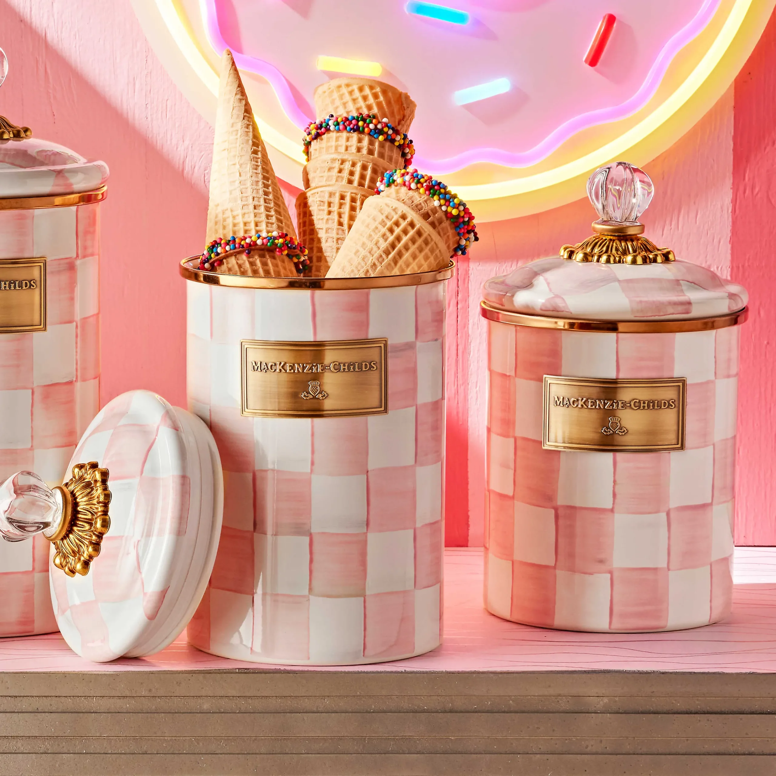 MacKenzie-Childs Spring|Room Accents<Rosy Check Small Canister