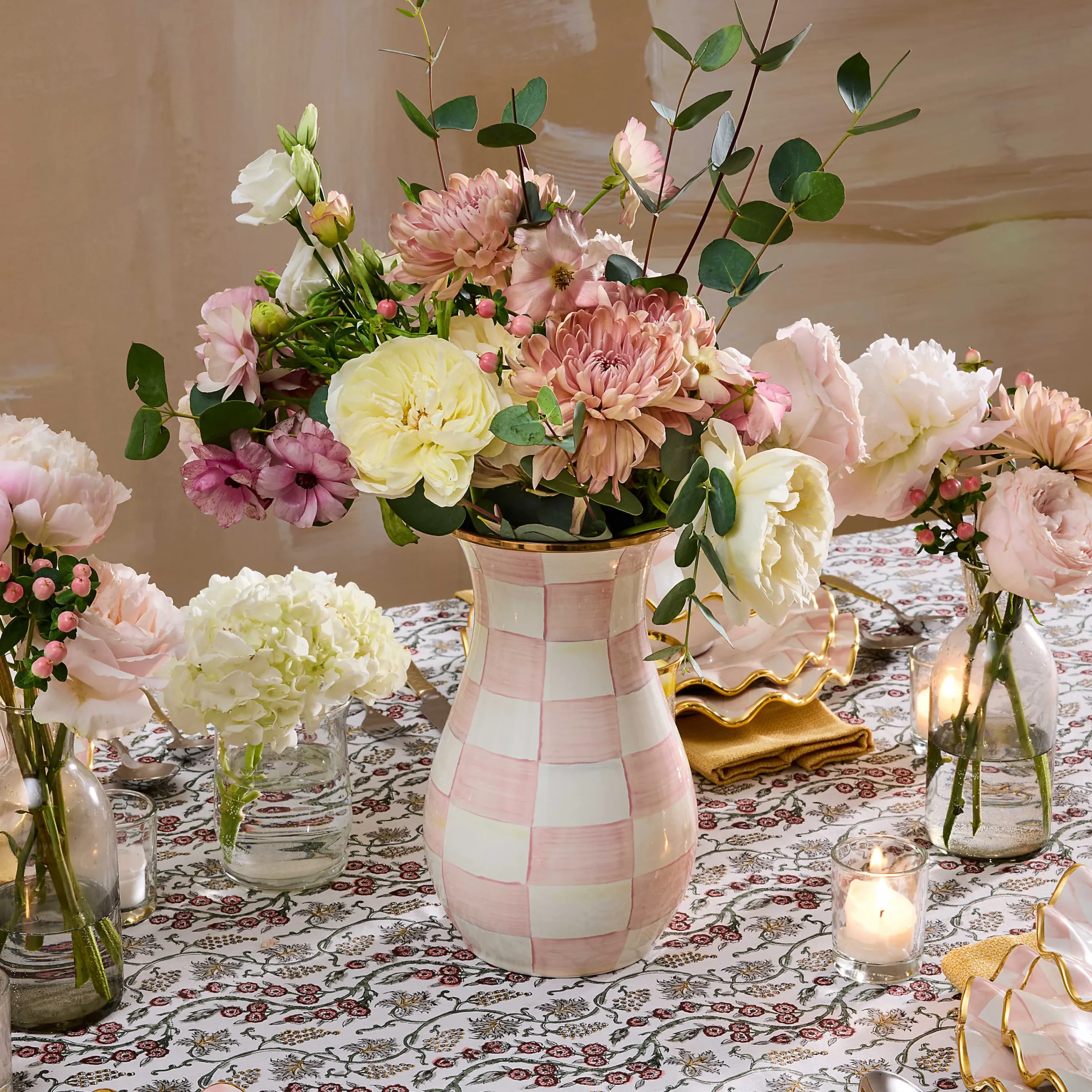 MacKenzie-Childs Room Accents|Fall Entertaining<Rosy Check Tall Vase