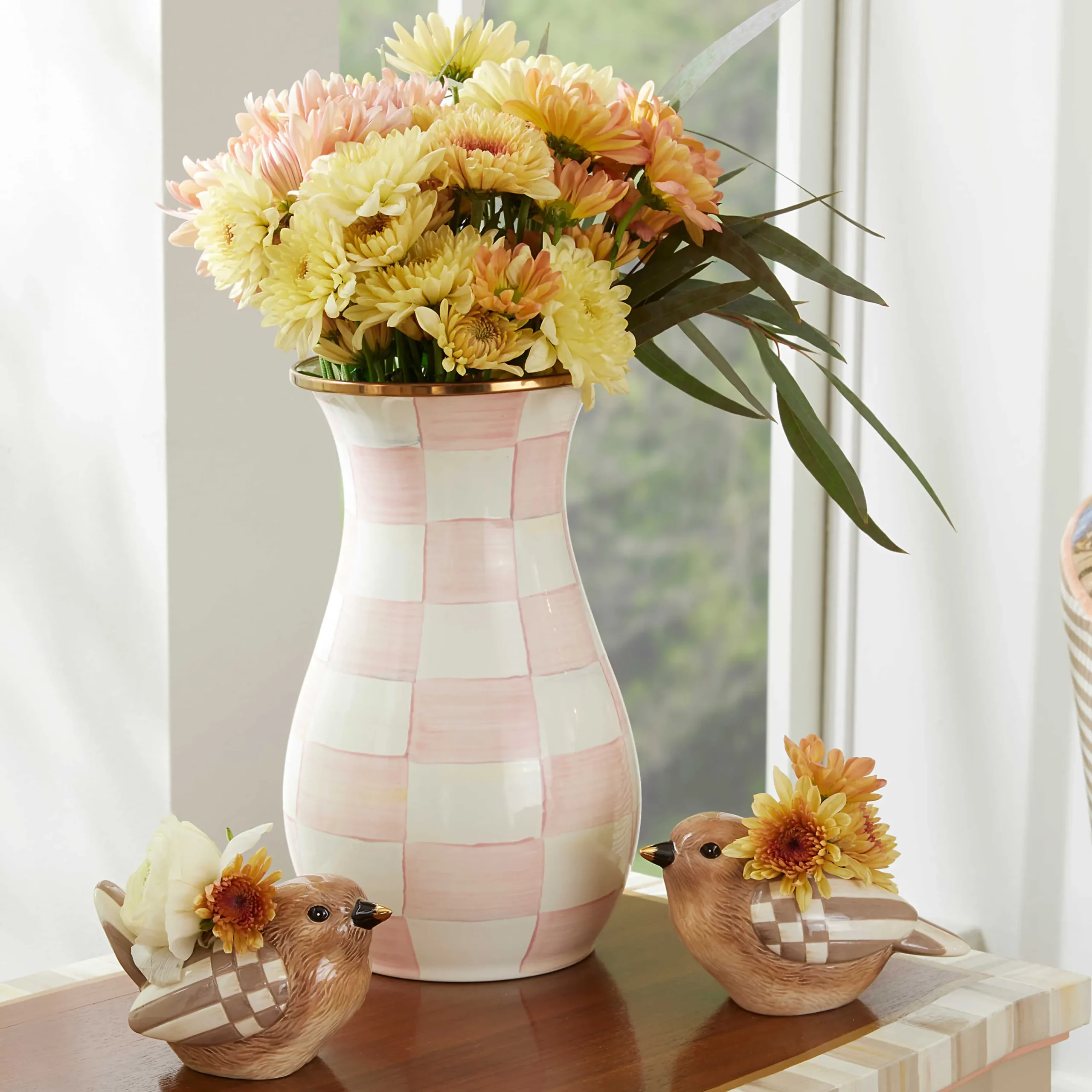 MacKenzie-Childs Room Accents|Fall Entertaining<Rosy Check Tall Vase