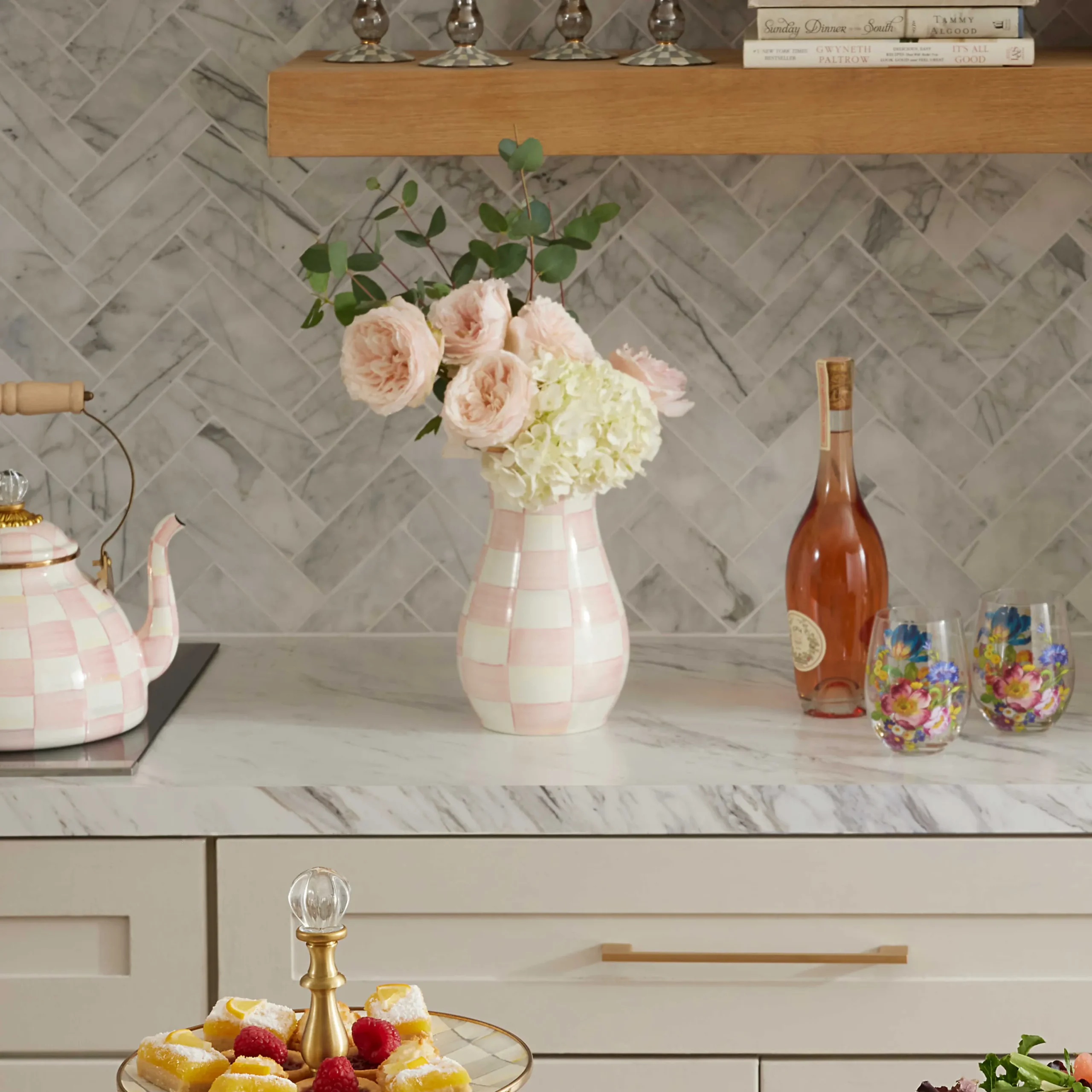 MacKenzie-Childs Room Accents|Fall Entertaining<Rosy Check Tall Vase