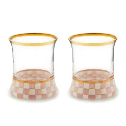 MacKenzie-Childs Spring|Drinkware<Rosy Check Tumbler Glass, Set of 2