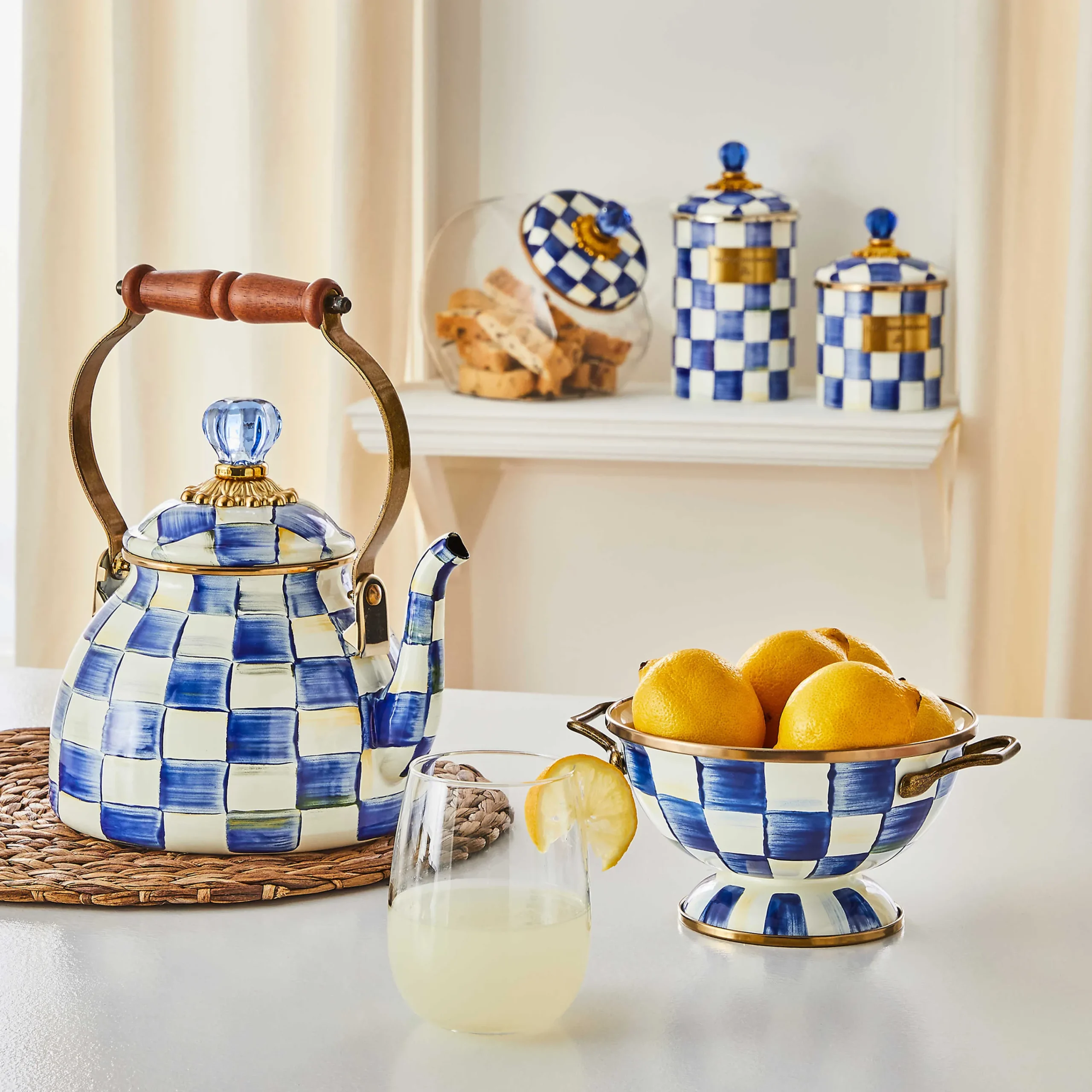 MacKenzie-Childs The Coffee Shop|Tea Kettles<Royal Check 2 Quart Tea Kettle