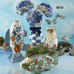 MacKenzie-Childs Spring|Greenery & Florals<Royal Check Blue Hydrangea