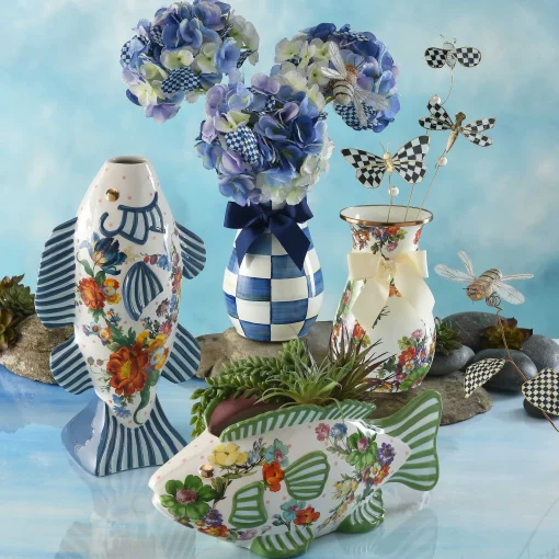 MacKenzie-Childs Spring|Greenery & Florals<Royal Check Blue Hydrangea