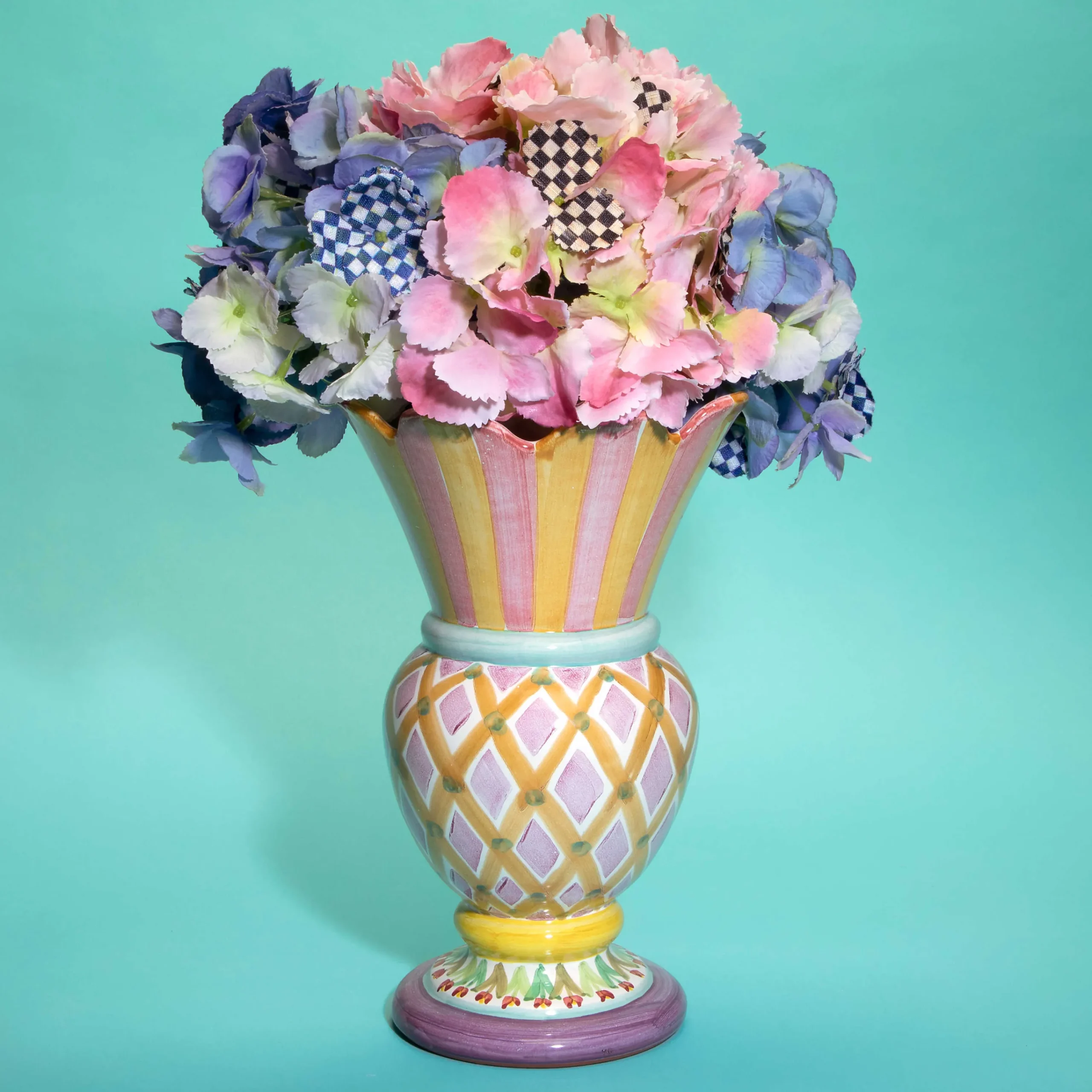 MacKenzie-Childs Spring|Greenery & Florals<Royal Check Blue Hydrangea