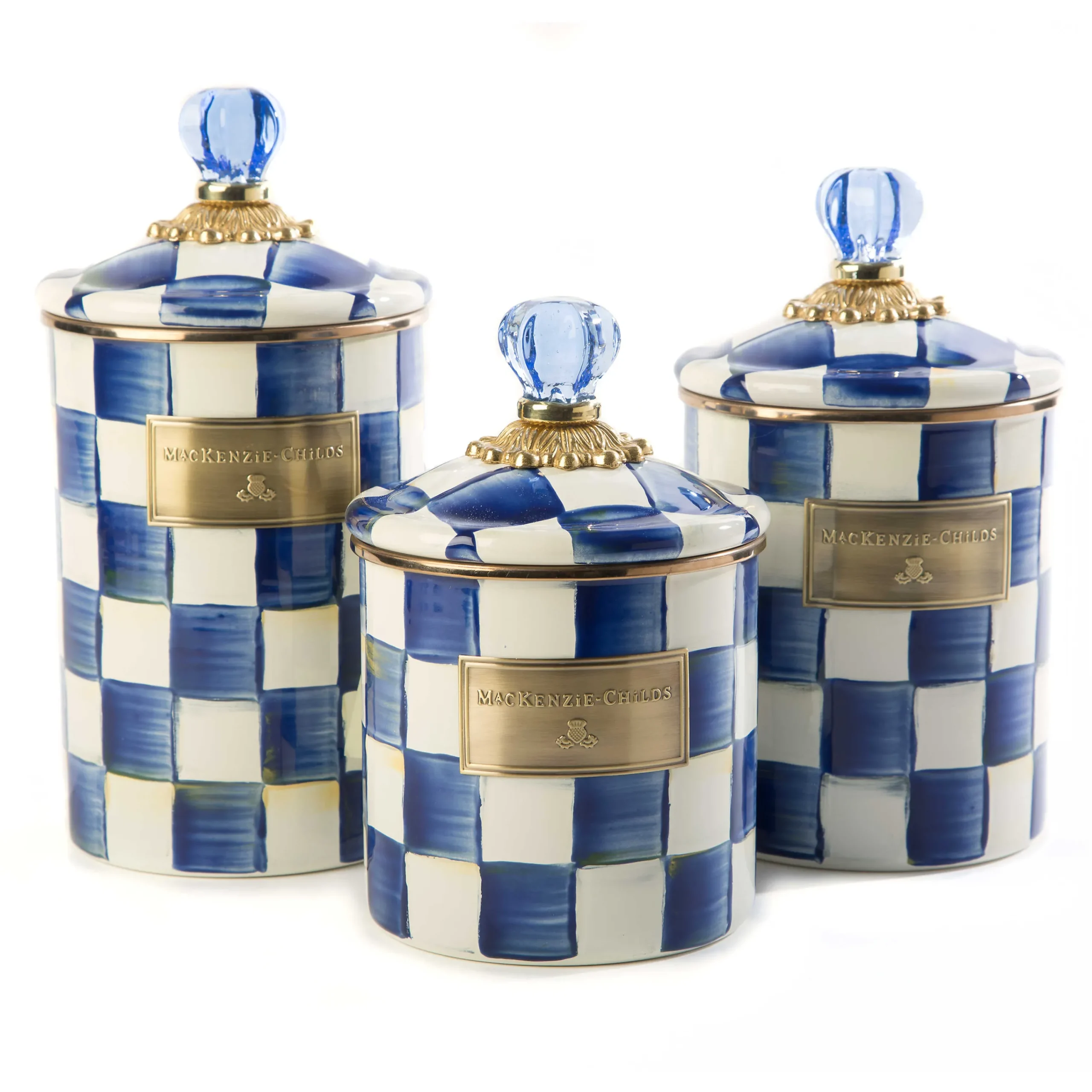MacKenzie-Childs Kitchen & Dining Sets|Kitchen Storage & Organization<Royal Check Canisters, Set of 3