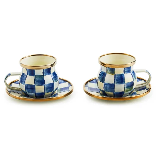 MacKenzie-Childs The Coffee Shop|Drinkware<Royal Check Espresso Cup  Saucer Set