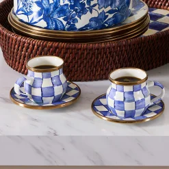 MacKenzie-Childs The Coffee Shop|Drinkware<Royal Check Espresso Cup  Saucer Set