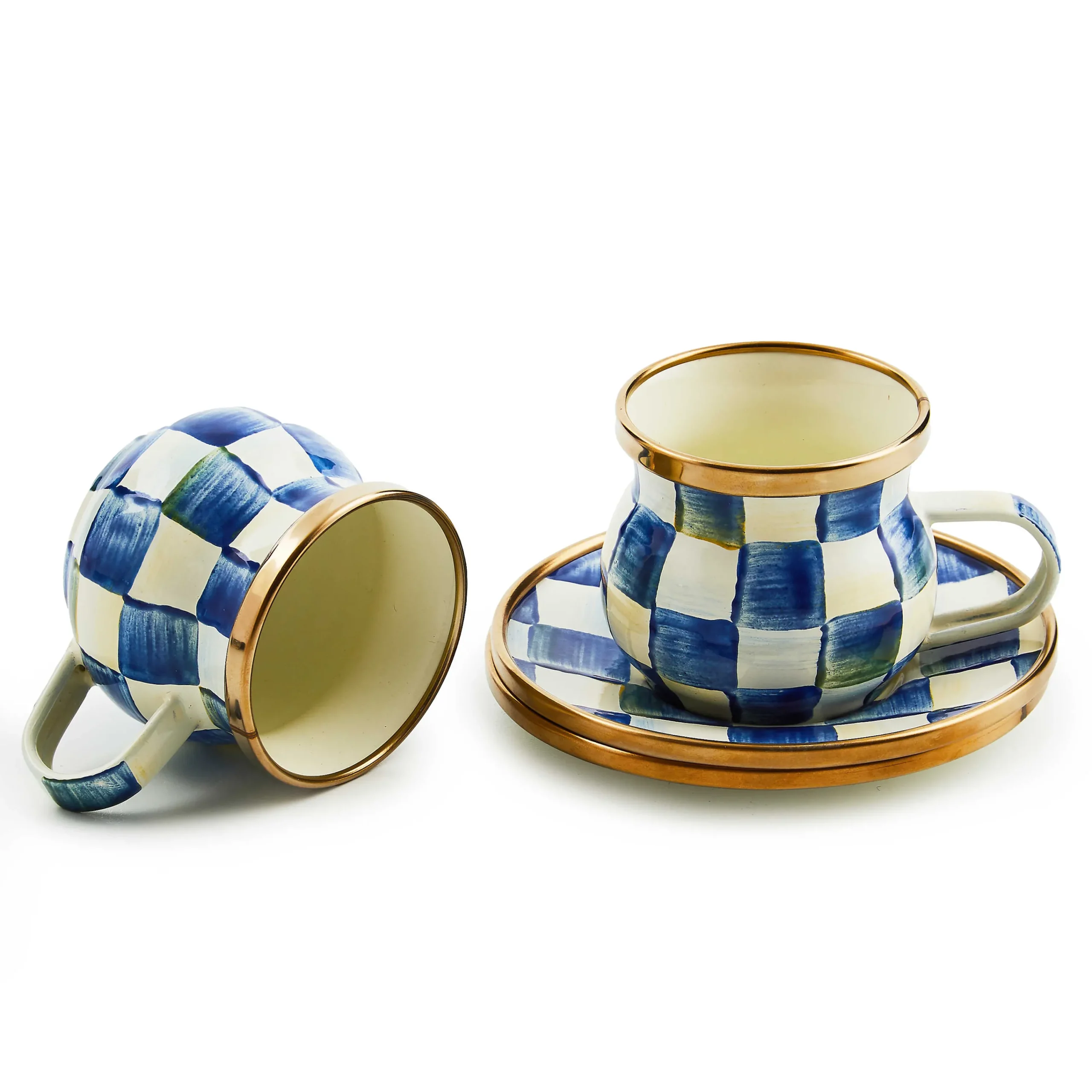 MacKenzie-Childs The Coffee Shop|Drinkware<Royal Check Espresso Cup  Saucer Set