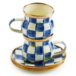 MacKenzie-Childs The Coffee Shop|Drinkware<Royal Check Espresso Cup  Saucer Set
