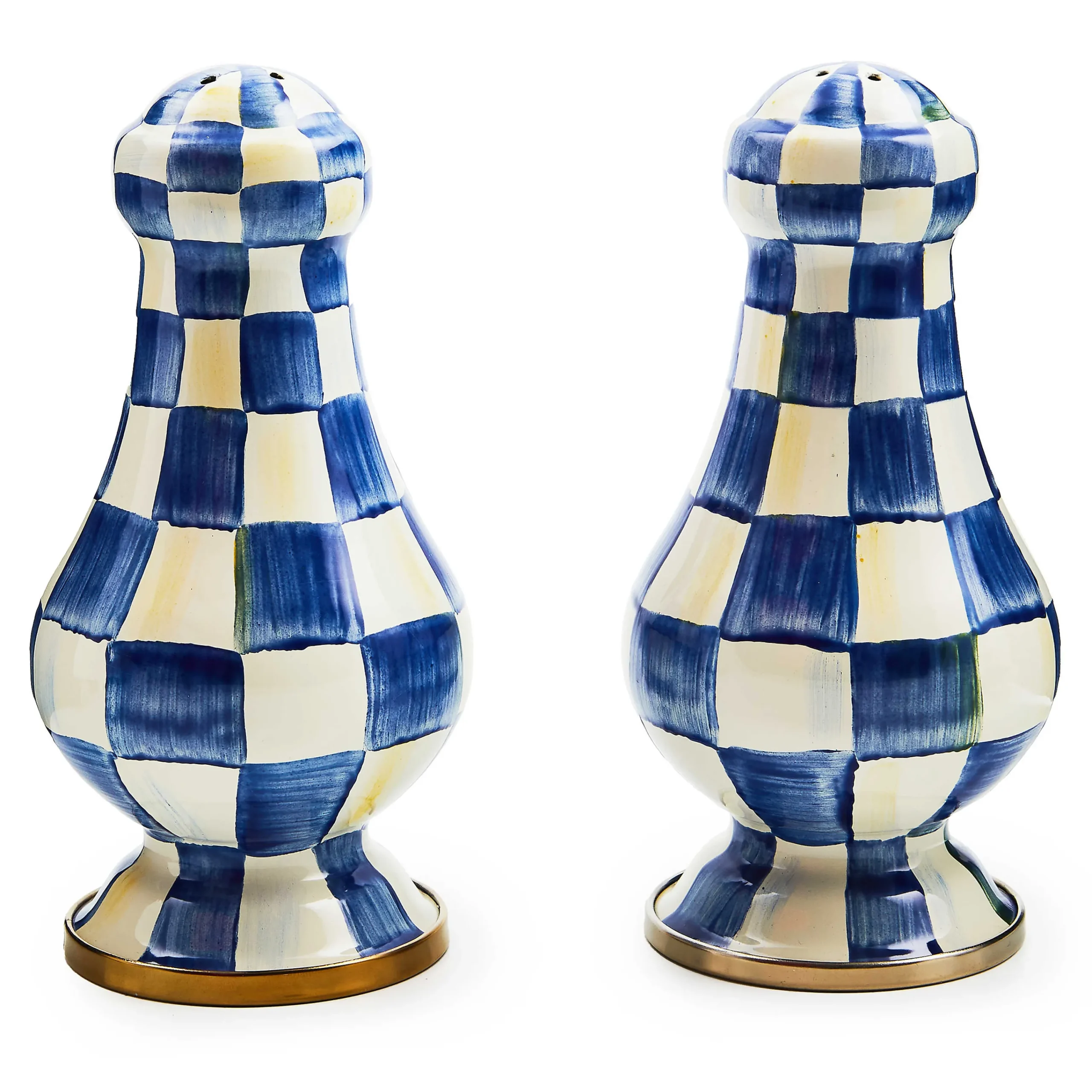MacKenzie-Childs Table Accessories|Serveware<Royal Check Large Salt  Pepper Shakers