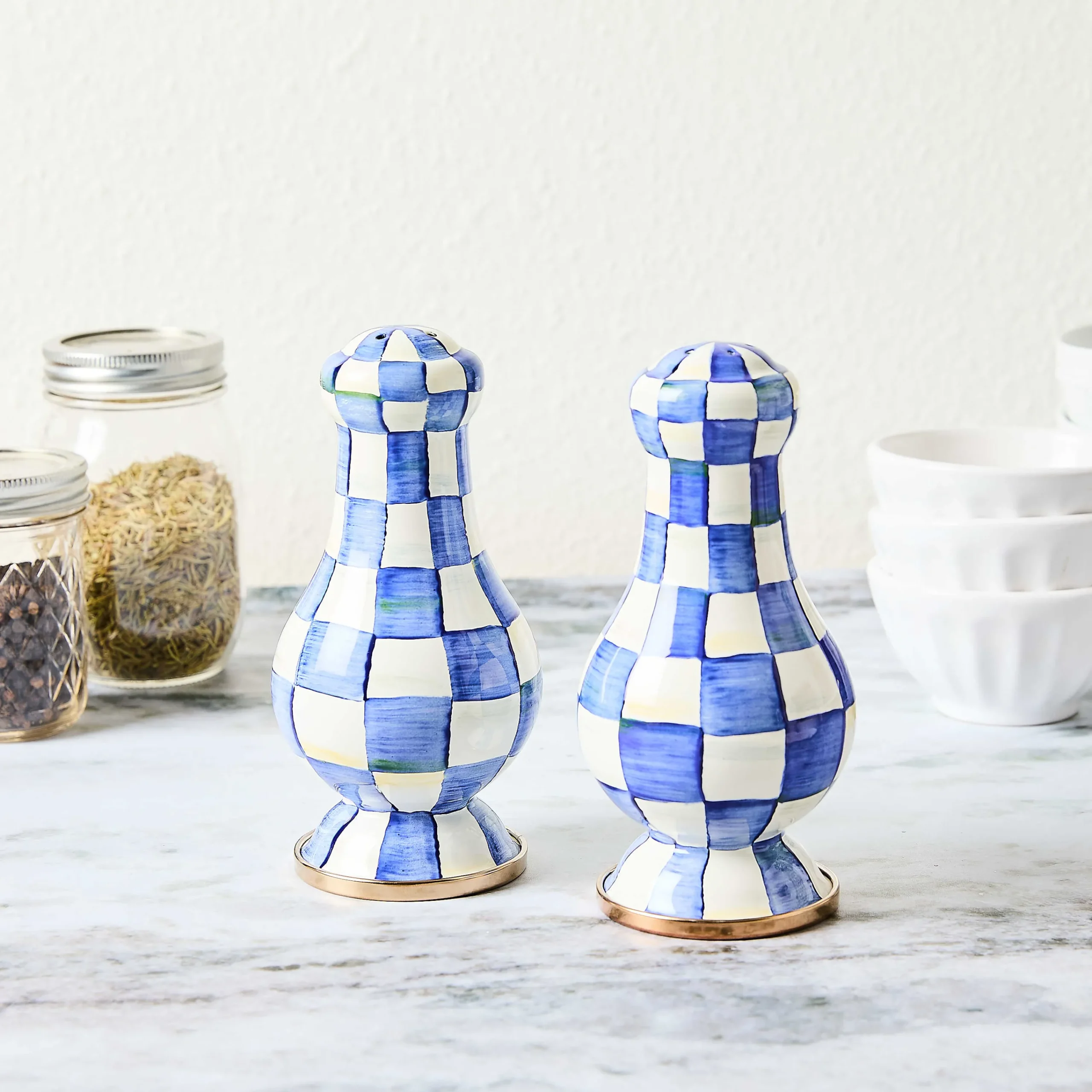 MacKenzie-Childs Table Accessories|Serveware<Royal Check Large Salt  Pepper Shakers